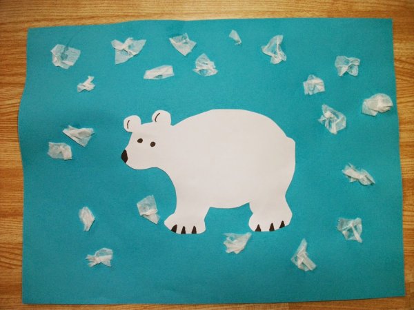 Объемная аппликация белый медведь