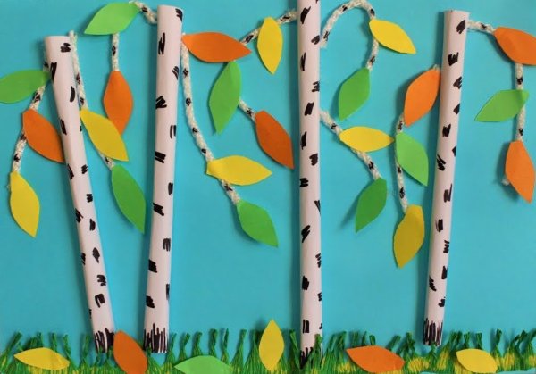 Объемная аппликация осенний лес