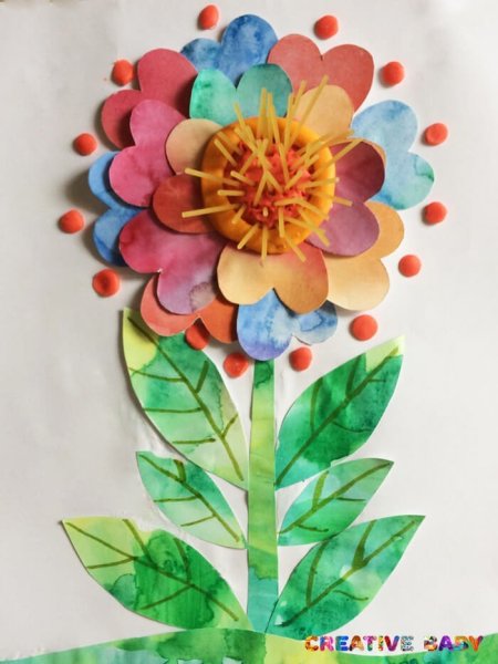 Букет цветов аппликация из цветной бумаги