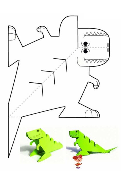Динозавр из бумаги схема