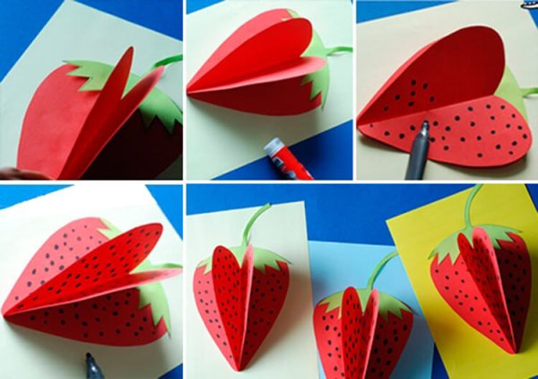 Клубника из бумаги