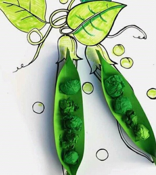 Стручок гороха из бумаги