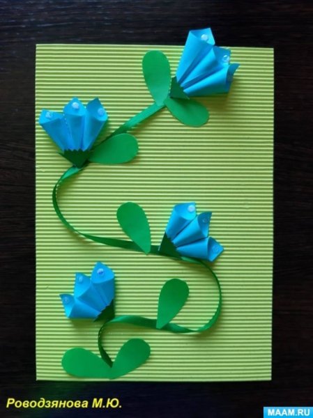 Аппликация колокольчики из цветной бумаги