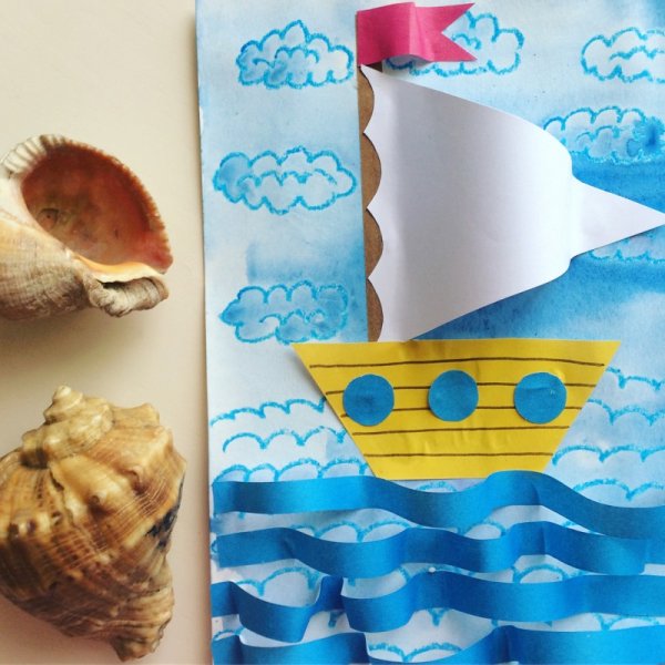 Аппликация кораблик