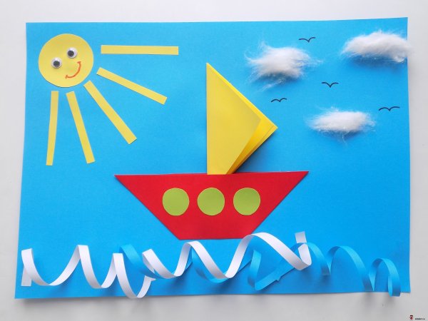 Аппликация кораблик в средней группе