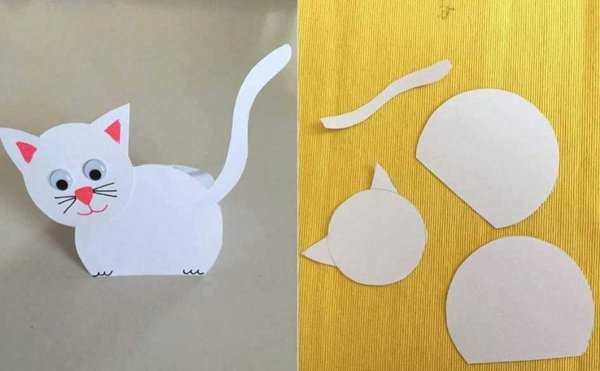 Поделка из бумаги котик для детей