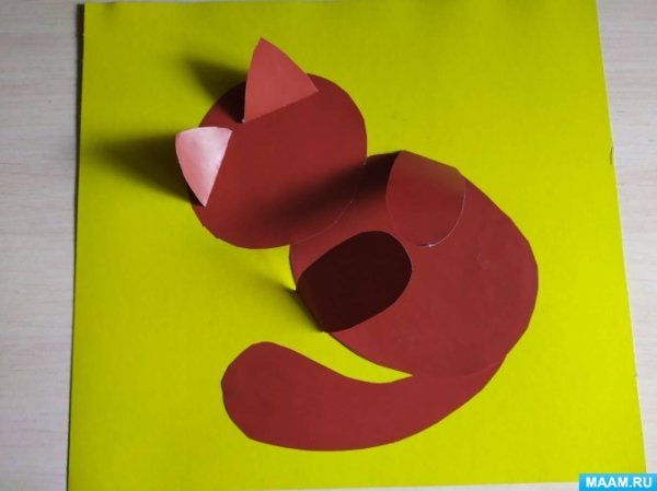 Аппликация котик с клубочком