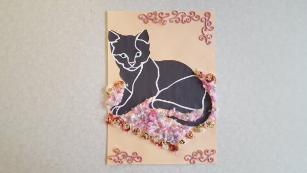 Кот аппликация из бумаги