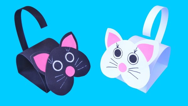 Поделка кошечка из бумаги