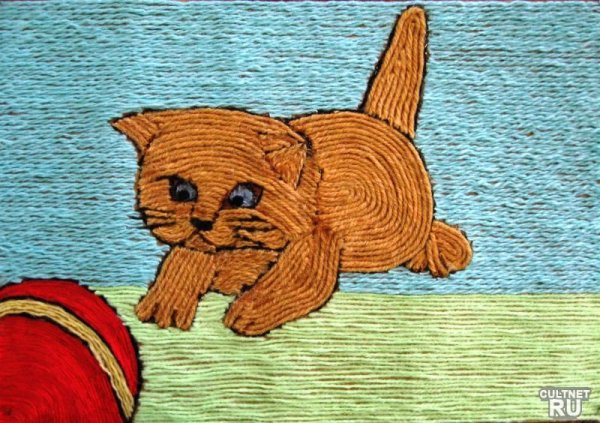 Аппликация из вязальных ниток