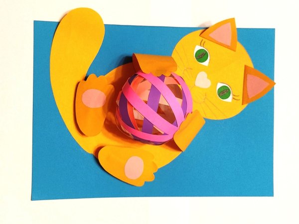 Поделка котик из бумаги