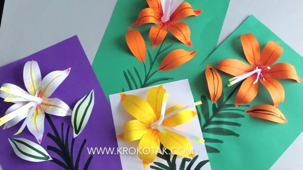 Открытка с объемными цветами