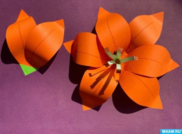Лилии из цветной бумаги