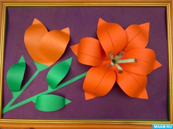 Аппликация из цветной бумаги цветы объемные