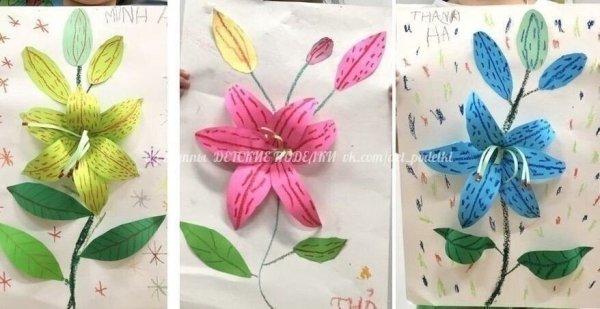 Аппликация Лилия из цветной бумаги