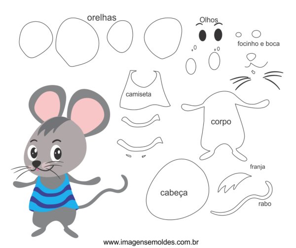 Шаблон мышки из фетра