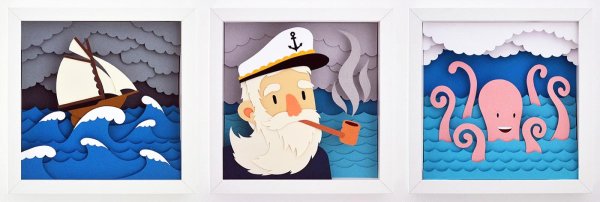 Объемная аппликация на морскую тему