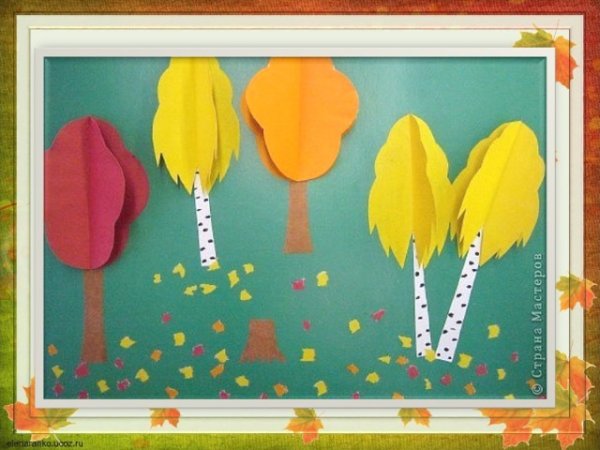 Аппликация из бумаги на тему осень