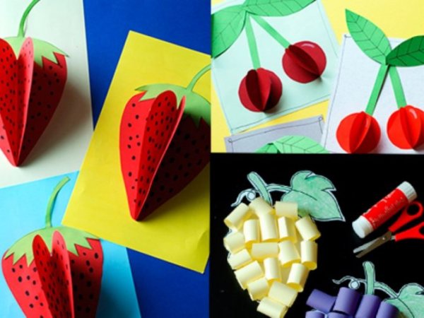 Фрукты из цветной бумаги