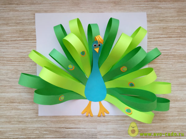 Поделка Павлин из цветной бумаги