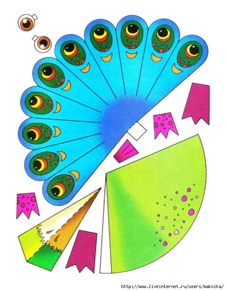 Павлин аппликация из бумаги