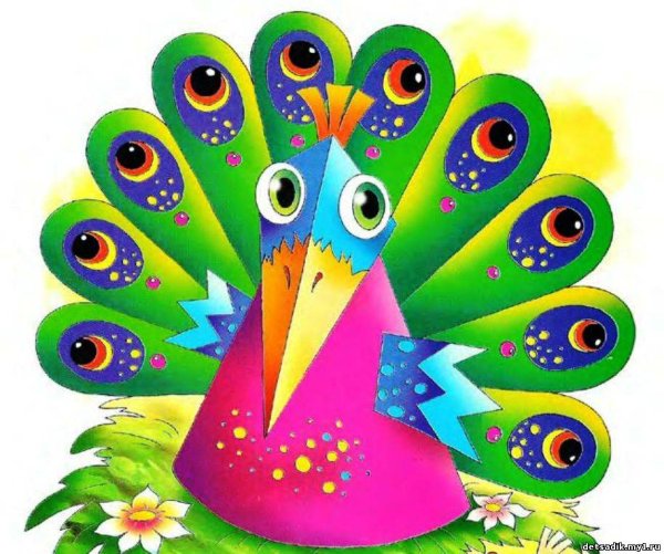 Павлин из цветной бумаги