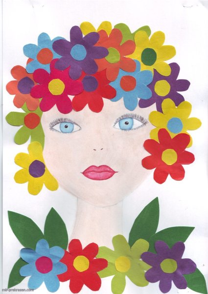 Аппликация девушка Весна