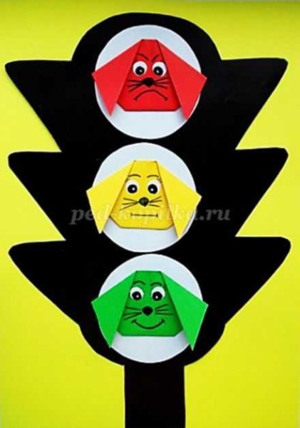 Оригами светофор из бумаги для детей