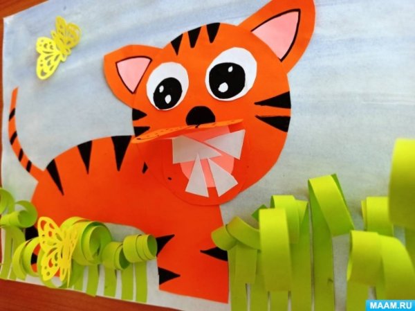 Аппликация тигр из бумаги