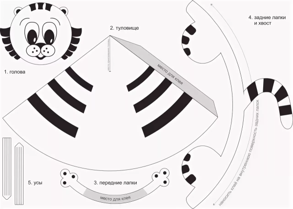 Шаблон тигра для поделки