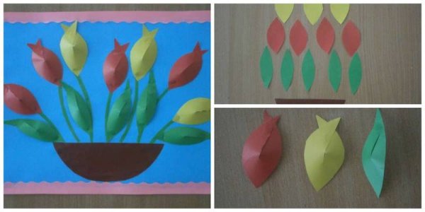 Аппликация тюльпаны в вазе