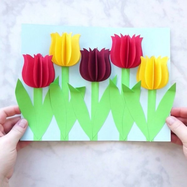 Объемная аппликация тюльпаны