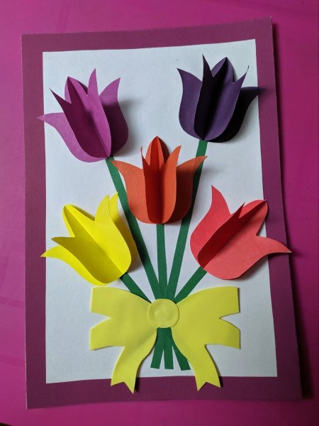 Открытка аппликация тюльпаны