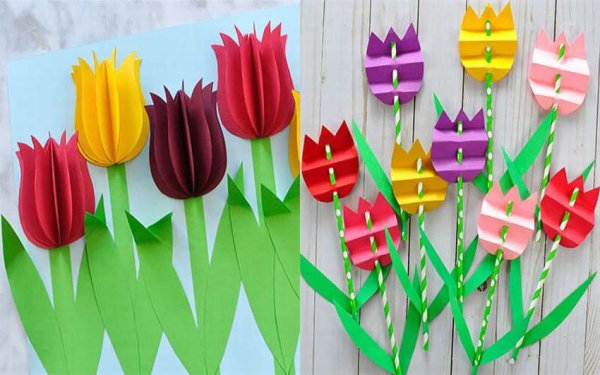 Тюльпаны из цветной бумаги