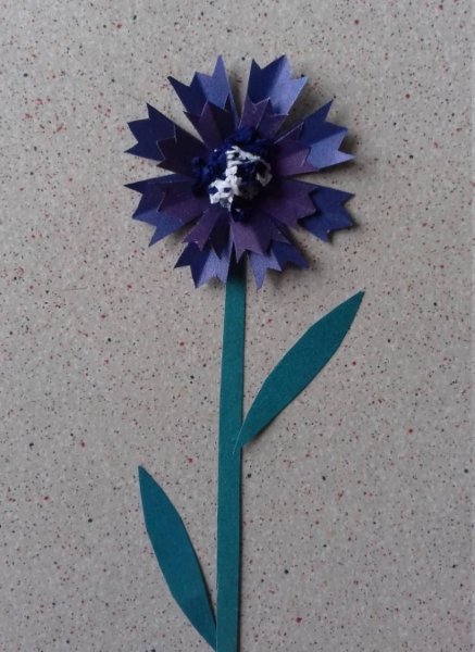 Цветок Василек из бумаги