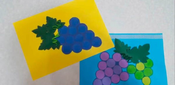 Аппликация виноград из цветной бумаги