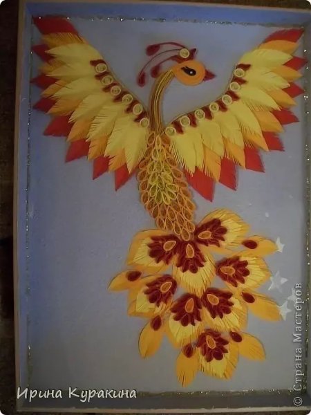 Жар птица из листьев аппликация