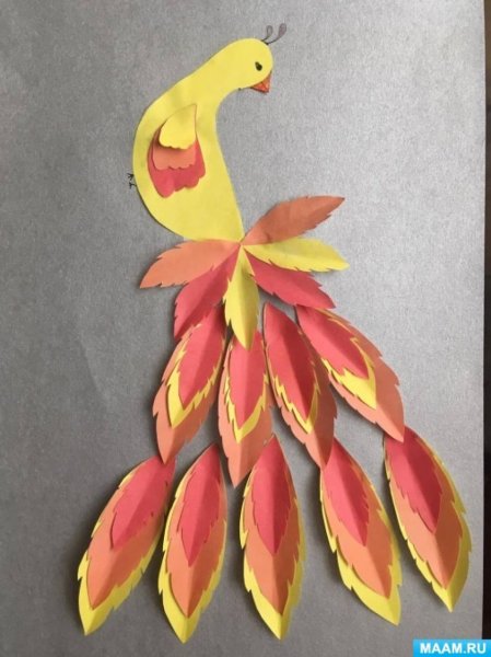 Жар птица из цветной бумаги