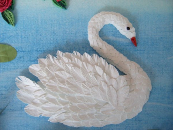 Поделка лебедь из бумаги