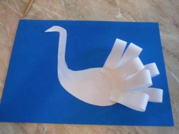 Лебедь аппликация из бумаги