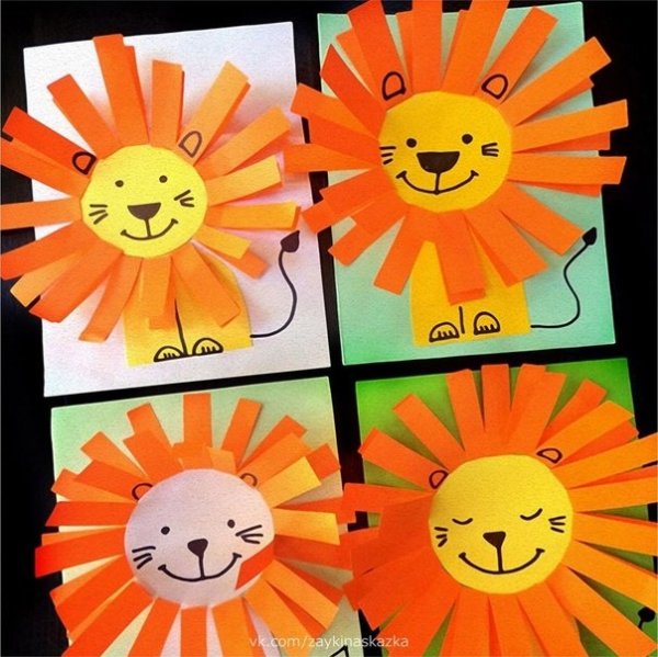 Львенок аппликация из бумаги