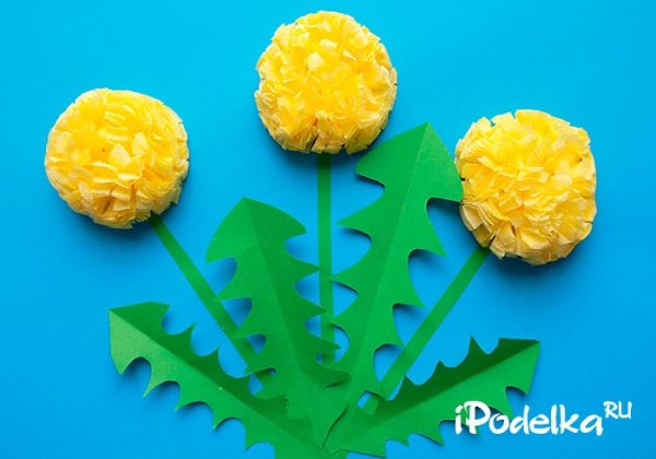 Поделка одуванчик из салфеток