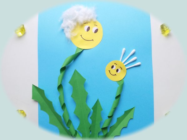 Одуванчик аппликация для детей