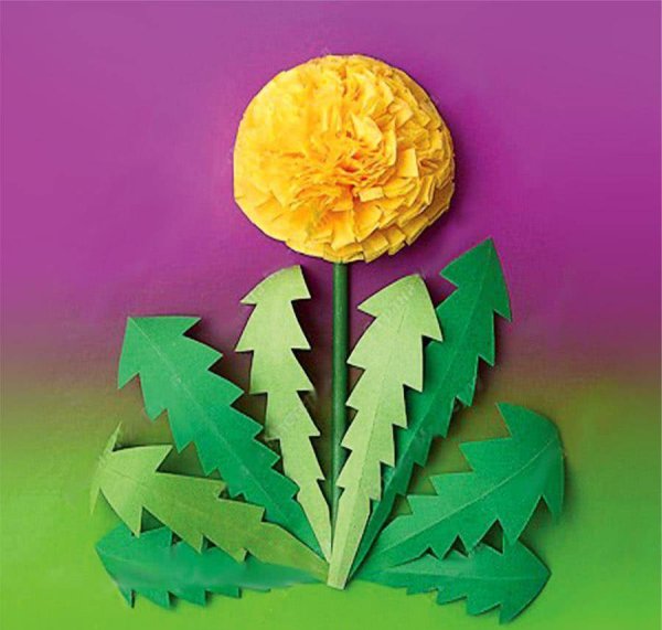 Одуванчик из салфеток