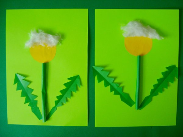 Объемная аппликация одуванчик