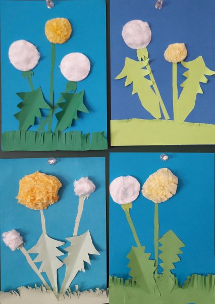 Объемная аппликация одуванчик