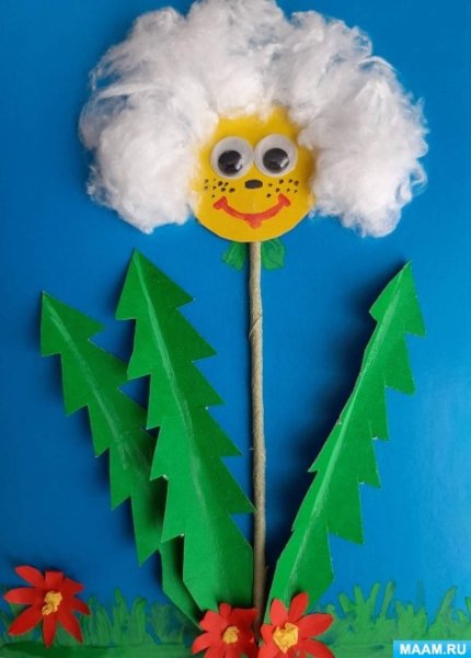 Одуванчик аппликация для детей