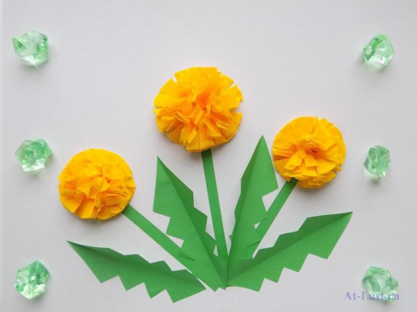 Поделка одуванчик из цветной бумаги