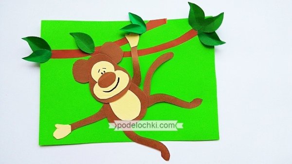 Обезьяна аппликация из бумаги