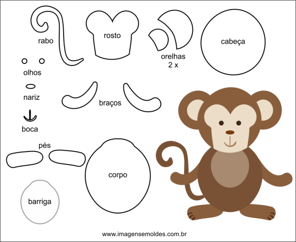 Выкройкатигрнка из фетра